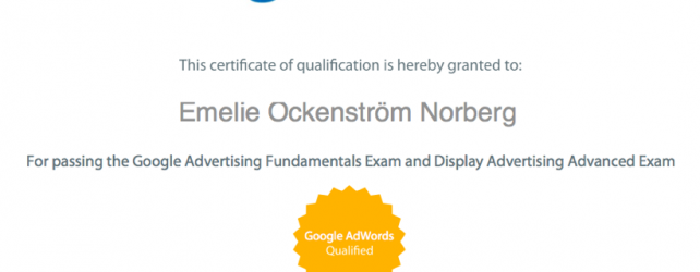 Emelie Ockenström Norberg- Google AdWords certifierad