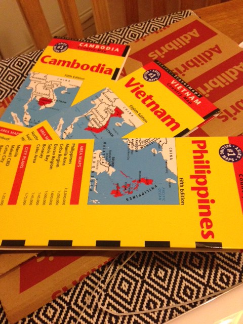 Kartor över Kambodja, Vietnam och Filippinerna